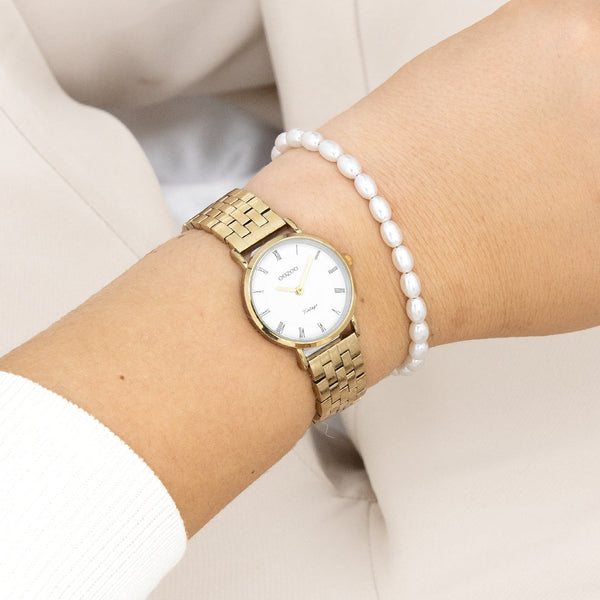 Goudkleurige OOZOO horloge met roestvrijstalen armband - C20376 (28mm)