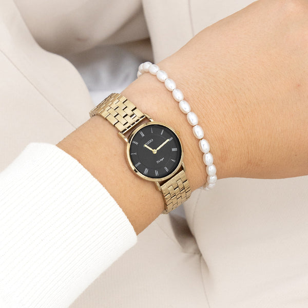 Goudkleurige OOZOO horloge met roestvrijstalen armband - C20378 (28mm)