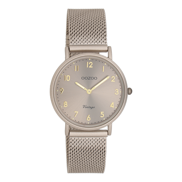 OOZOO dames horloge met metalen mesh armband (32mm)