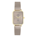 Goudkleurige OOZOO horloge met taupe metalen mesh armband - C20384 (22mm)