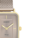 Goudkleurige OOZOO horloge met taupe metalen mesh armband - C20384 (22mm)