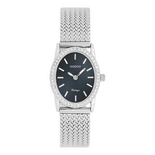 OOZOO Zilverkleurige horloge met metalen v-mesh armband - C20431