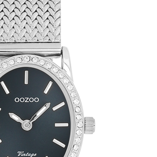 OOZOO Zilverkleurige horloge met metalen v-mesh armband - C20431