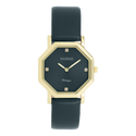 Goudkleurige OOZOO horloge met donker groene leren band - C20476 (31mm)