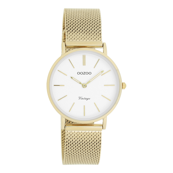 Goudkleurige OOZOO horloge met metalen mesh armband - C9911 (32mm)