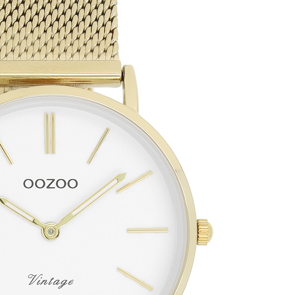 Goudkleurige OOZOO horloge met metalen mesh armband - C9911 (32mm)