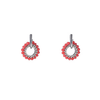 Kaufen donker-roze Go Dutch Label Ohrringe mit offenen Perlen im Kreis