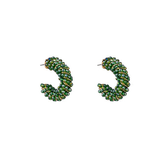 Koop green Go Dutch Label Ear studs twisted beads hoop