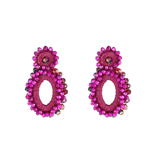 Kopen fuchsia Day&Eve by Go Dutch Label Oorknoppen Ovaal Chunky Kralen