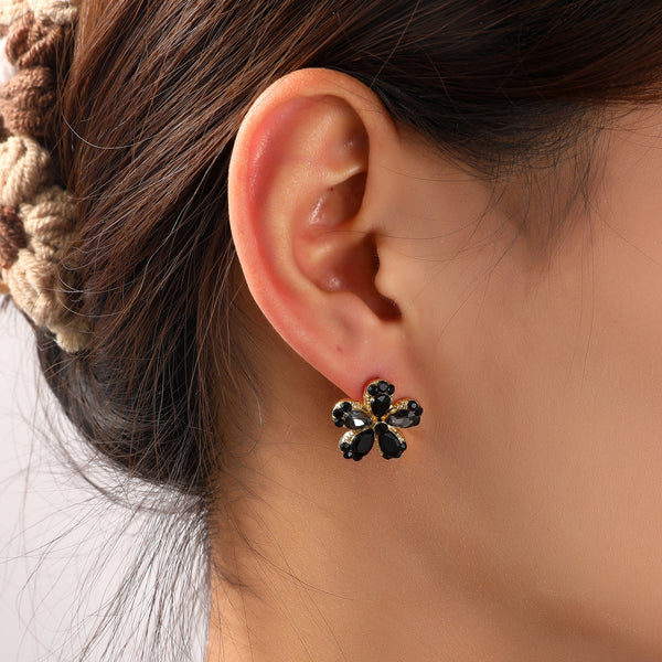 Go Dutch Label Oorknoppen Stone Flower Stud Goud