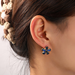 Go Dutch Label Oorknoppen Stone Flower Stud Goud
