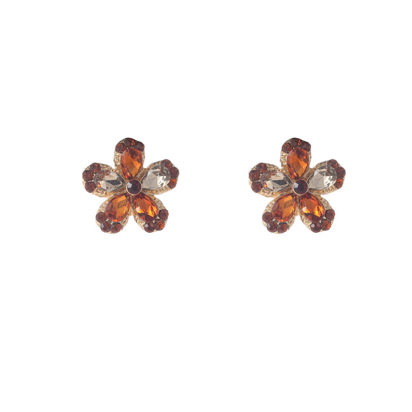 Go Dutch Label Oorknoppen Stone Flower Stud Goud