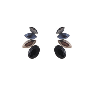 Kopen zwart Go Dutch Label Oorknoppen Half Flower Stone Stud Goud