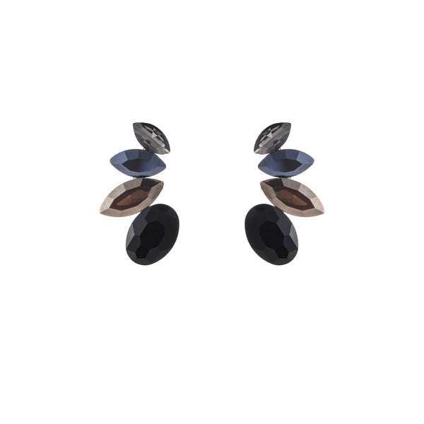 Go Dutch Label Oorknoppen Half Flower Stone Stud Goud