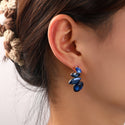 Go Dutch Label Oorknoppen Half Flower Stone Stud Goud