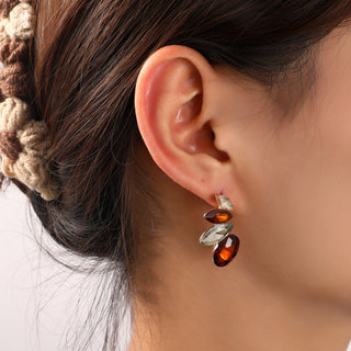 Go Dutch Label Oorknoppen Half Flower Stone Stud Goud