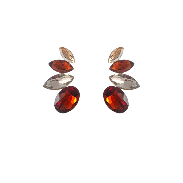 Go Dutch Label Oorknoppen Half Flower Stone Stud Goud
