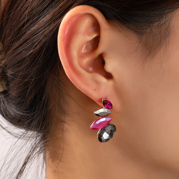 Go Dutch Label Oorknoppen Half Flower Stone Stud Goud