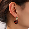 Go Dutch Label Oorknoppen Heart Stone Dangle Goud