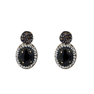 Kopen black Go Dutch Label Oorknoppen Rolled Top Drop Stone