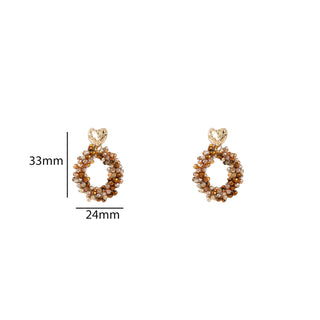 Kopen brown-mix Go Dutch Label Oorknoppen Heart Drop Goud