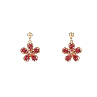 Kopen burgundy Go Dutch Label Oorknoppen Flower Dangle Goud