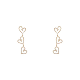 Go Dutch Label Oorknoppen 3Hearts Sparkle Dangle Goud