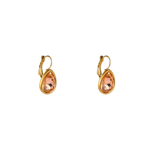 Kopen peach Go Dutch Label Oorhangers French Hook - Big Drop Stone
