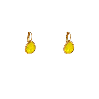 Kopen lemon Go Dutch Label Oorhangers French Hook - Big Drop Stone