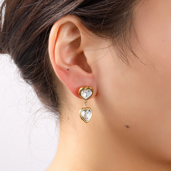 Go Dutch Label Oorknoppen Double Heart Stone