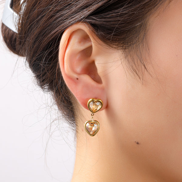 Go Dutch Label Oorknoppen Double Heart Stone