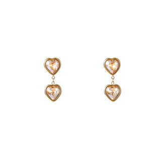 Kopen champagne Go Dutch Label Oorknoppen Double Heart Stone