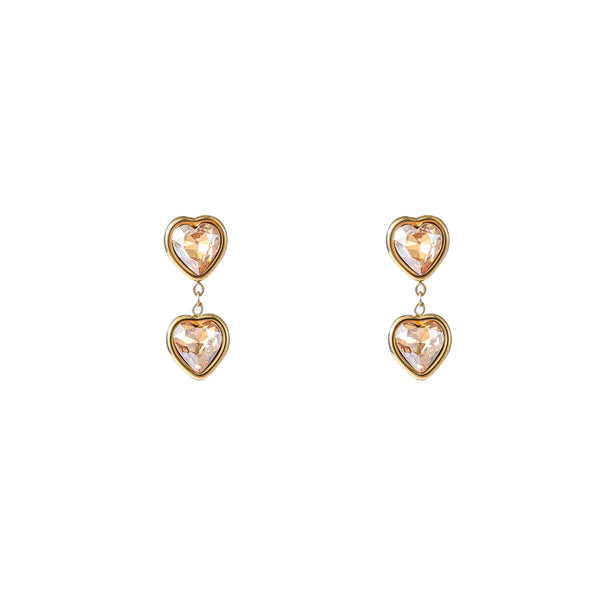 Go Dutch Label Oorknoppen Double Heart Stone