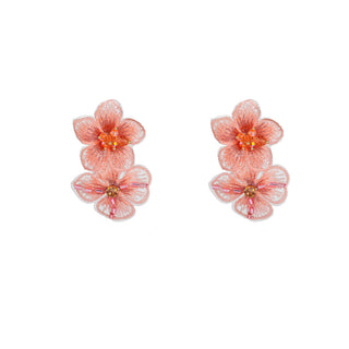 Kopen coral-rose Go Dutch Label Oorknoppen Double Flower Stud
