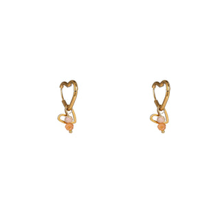 Kopen taupe Go Dutch Label Oorhangers Double Heart Stone Hoop