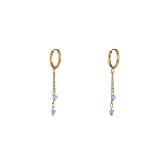Kopen blue Go Dutch Label Oorhangers Double Dangle Stone Hoop