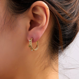 Go Dutch Label Oorknoppen Lines+Flower Hoop