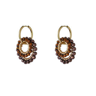 Kopen bruin Go Dutch Label Oorhangers Double Round Dangle - Goudkleurig