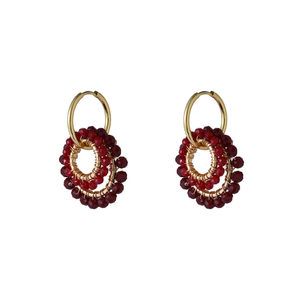 Go Dutch Label Oorhangers Double Round Dangle - Goudkleurig