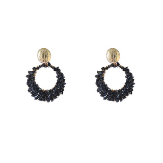Kopen zwart Go Dutch Label Oorhangers Square Bead Open Dangle - Goudkleurig