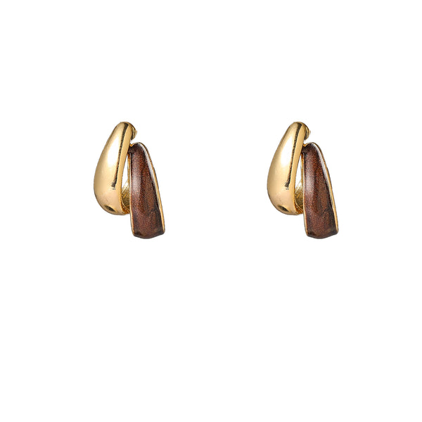 Go Dutch Label Oorknoppen Double Drop Stud - Goudkleurig