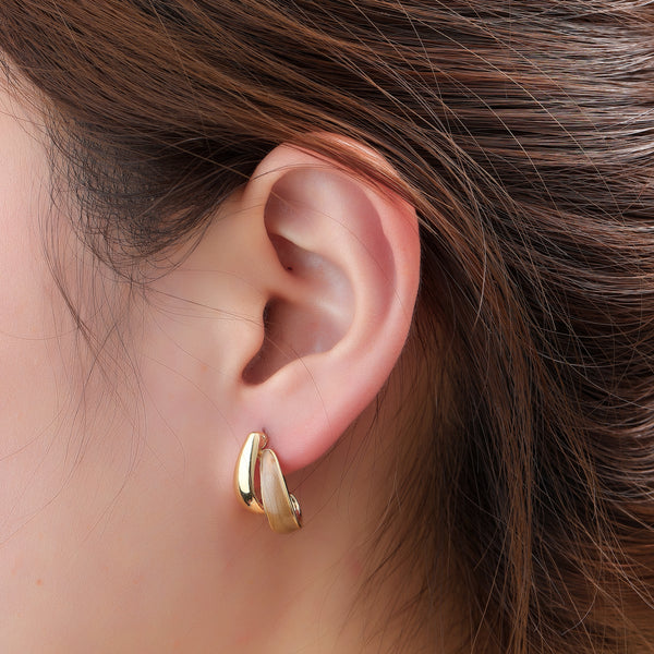 Go Dutch Label Oorknoppen Double Drop Stud - Goudkleurig