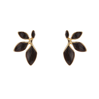 Go Dutch Label Oorknoppen Half Leafy Stud - Goudkleurig