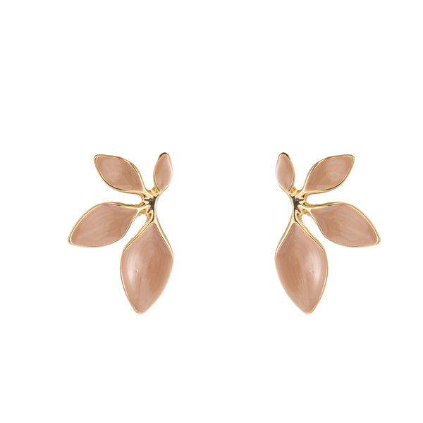 Go Dutch Label Oorknoppen Half Leafy Stud - Goudkleurig