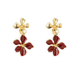 Go Dutch Label Oorhangers Double Flower Dangle - Goudkleurig