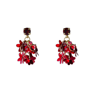 Kopen burgundy Go Dutch Label Oorhangers Flowers Stud - Goudkleurig