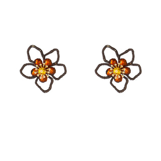 Go Dutch Label Oorknoppen Velvet Flower Stud - Goudkleurig