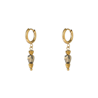 Go Dutch Label Oorhangers Heart Stone Hoop - Goudkleurig