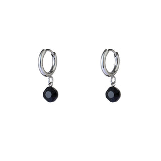 Kopen zilver-zwart Go Dutch Label Oorhangers Small Sparkle Hoop