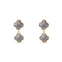 Go Dutch Label Oorhangers Double Clover Dangle - Goudkleurig